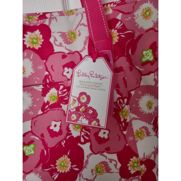 Lilly Pulitzer Scarlet Begonia Insulated Cooler Bag Cork Screw and bottle Opener - Picture 5 of 10
